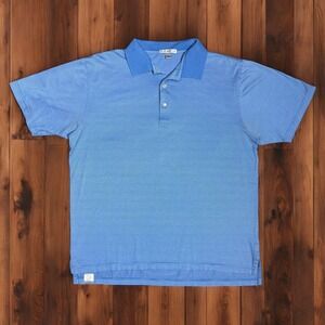 Peter Millar Striped Polo Shirt Mens Large Blue Short‎ Sleeve Cotton Golf